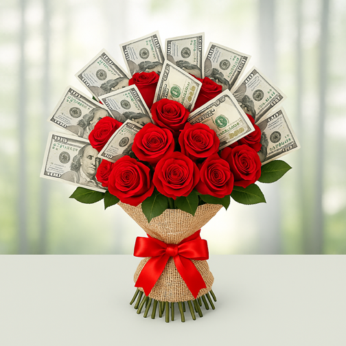 Luxury Rose Vault Glass Dome with Dollar Rose