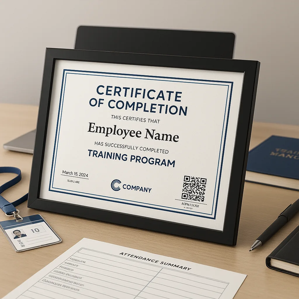 Corporate training format printing example